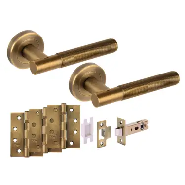Click Here To Enlarge This Photo Of H6112MBR - Hunta 'Halo' Matt Bronze Passage Premium Latch Doorpack with 4" Fire Door Ball Bearing Hinges &lpar;57mm Backset&rpar;