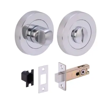 Click Here To Enlarge This Photo Of H2953PCSCP - Hunta Polished Chrome&sol;Satin Chrome Bathroom Turn & Release Standard Deadbolt Doorpack &lpar;57mm Backset&rpar;