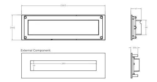 Click Here To Enlarge This Photo Of BLU Performance Classic Sleeved Letter Plate&comma; 330 x 100mm&comma; Up to 68mm Door Thickness&comma; 316 Stainless Steel in a PVD Stainless Satin Black Finish &lpar;LP430-PBK&rpar;