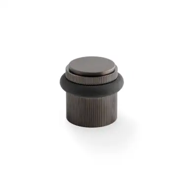 Click Here To Enlarge This Photo Of AW639RDBZPVD - Alexander & Wilks Brunel Reeded Floor Mounted Door Stop - Dark Bronze PVD