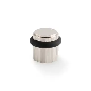 AW639RPN - Alexander & Wilks Brunel Reeded Floor Mounted Door Stop - Polished Nickel