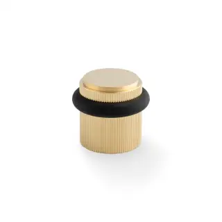 AW639RSBPVD - Alexander & Wilks Brunel Reeded Floor Mounted Door Stop - Satin Brass PVD