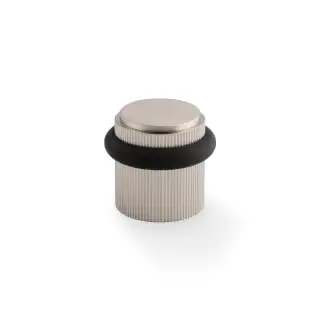 AW639RSN - Alexander & Wilks Brunel Reeded Floor Mounted Door Stop - Satin Nickel