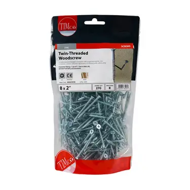 Click Here To Enlarge This Photo Of TIMCO Twin-Threaded Countersunk Silver Woodscrews