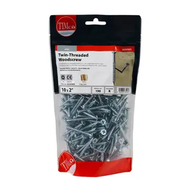 Click Here To Enlarge This Photo Of TIMCO Twin-Threaded Countersunk Silver Woodscrews
