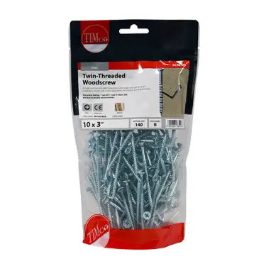 Click Here To Enlarge This Photo Of TIMCO Twin-Threaded Countersunk Silver Woodscrews