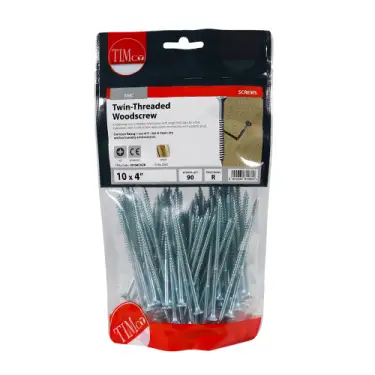 Click Here To Enlarge This Photo Of TIMCO Twin-Threaded Countersunk Silver Woodscrews