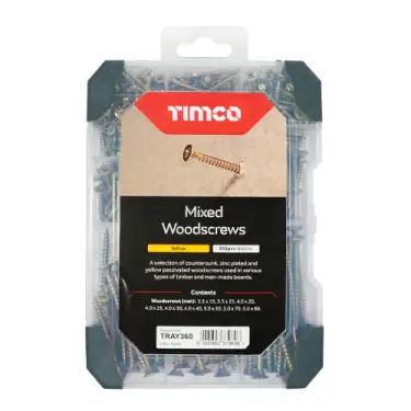 Click Here To Enlarge This Photo Of TIMCO Countersunk Gold Woodscrews Mixed Tray - TRAY360