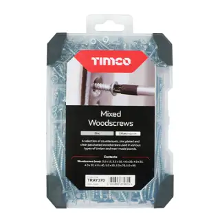 TIMCO Countersunk Silver Woodscrews Mixed Tray - TRAY370