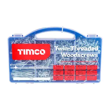 Click Here To Enlarge This Photo Of TIMCO Twin-Threaded Silver Woodscrews Mixed Tray - WOODTRAY