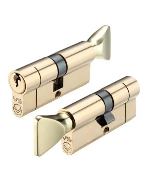 Click Here To Enlarge This Photo Of V5EP7030CTPBE - Zoo Hardware Vier V5 Euro Profile Cylinder & Turn 100mm &lpar;70&sol;30T&rpar; Polished Brass