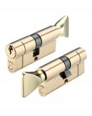 V5EP90CTPBE - Zoo Hardware Vier V5 Euro Profile Cylinder & Turn 90mm &lpar;45&sol;45T&rpar; Polished Brass