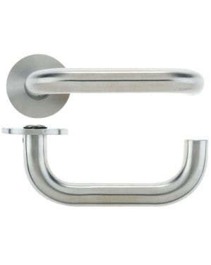 Click Here To Enlarge This Photo Of VS030S - Zoo Hardware Vier 19mm Return to Door Safety Lever on Round Rose - Satin Stainless Steel