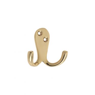 Click Here To Enlarge This Photo Of ZAB82 - Zoo Hardware Double Robe Hook - Polished Brass