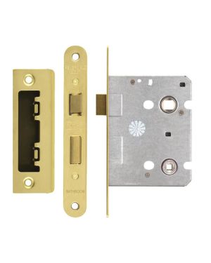 Click Here To Enlarge This Photo Of ZBC76RPVD - Zoo Hardware Contract Residential Bathroom Lock 76mm &lpar;57mm Backset&rpar; Radius Forends Polished Brass