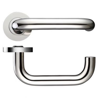 Click Here To Enlarge This Photo Of ZCS030PS - Zoo Hardware 19mm Return to Door Safety Lever on Round Rose &lpar;Grade 304&rpar; Polished Stainless Steel
