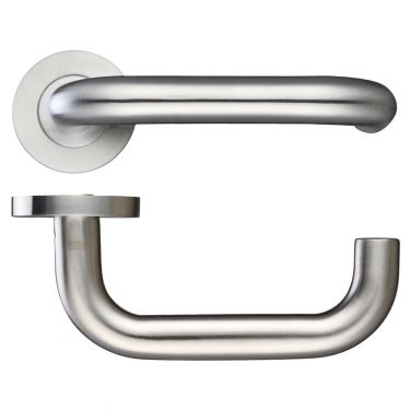 Click Here To Enlarge This Photo Of ZCS030SS316 - Zoo Hardware 19mm Return to Door Safety Lever on Round Rose &lpar;Grade 316&rpar; Satin Stainless Steel