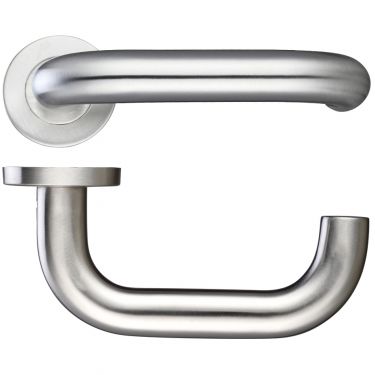 Click Here To Enlarge This Photo Of ZCS2080SS - Zoo Hardware 22mm Return to Door Safety Lever on Round Rose &lpar;Grade 201&rpar; Satin Stainless Steel