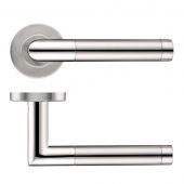 ZCS2110SSPS - Zoo Hardware 19mm Mitred Lever on Round Rose &lpar;Grade 201&rpar; &lpar;Dual Finish&rpar; Satin Stainless Steel &sol; Polished Stainless Steel