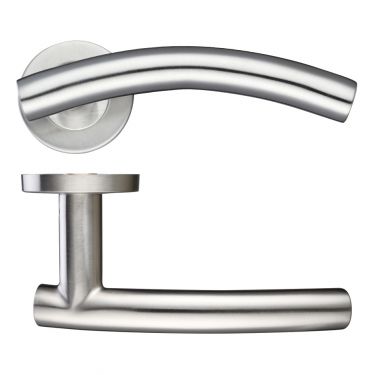 Click Here To Enlarge This Photo Of ZCS2120SS - Zoo Hardware 19mm Arched T-Bar Lever on Round Rose &lpar;Grade 201&rpar; Satin Stainless Steel