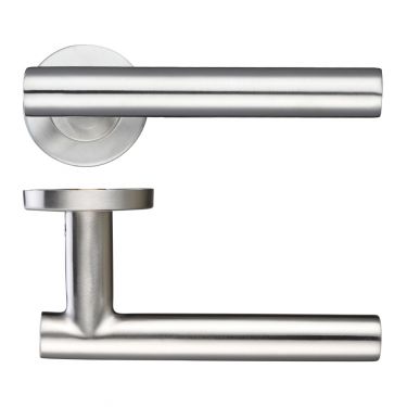 Click Here To Enlarge This Photo Of ZCS2130SS - Zoo Hardware 19mm Straight T-Bar Lever on Round Rose &lpar;Grade 201&rpar; Satin Stainless Steel