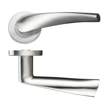 Click Here To Enlarge This Photo Of ZCS2140SS - Zoo Hardware 19mm Curved Lever on Round Rose &lpar;Grade 201&rpar; Satin Stainless Steel