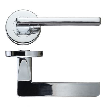 Click Here To Enlarge This Photo Of ZCZ010CP Zoo Hardware Stanza 'Leon' Lever Handles on Round Push on Rose - Polished Chrome &lpar;Contract Range&rpar;