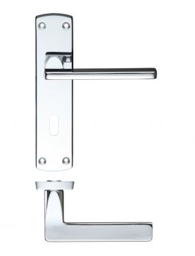 Click Here To Enlarge This Photo Of ZCZ011CP Zoo Hardware Stanza 'Leon' Lock Lever Handles &lpar;57mm c&sol;c&rpar; on Backplate &lpar;170mm x 40mm&rpar; Polished Chrome &lpar;Contract Range&rpar;