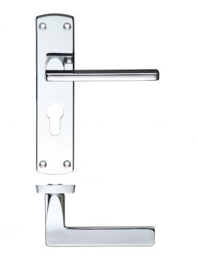 Click Here To Enlarge This Photo Of ZCZ011EPCP Zoo Hardware Stanza 'Leon' Euro Profile Lock Lever Handles &lpar;47&period;5mm c&sol;c&rpar; on Backplate &lpar;170mm x 40mm&rpar; Polished Chrome &lpar;Contract Range&rpar;