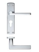 ZCZ011EPSC Zoo Hardware Stanza 'Leon' Euro Profile Lock Lever Handles &lpar;47&period;5mm c&sol;c&rpar; on Backplate &lpar;170mm x 40mm&rpar; Satin Chrome &lpar;Contract Range&rpar;