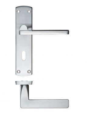 Click Here To Enlarge This Photo Of ZCZ011SC Zoo Hardware Stanza 'Leon' Lock Lever Handles &lpar;57mm c&sol;c&rpar; on Backplate &lpar;170mm x 40mm&rpar; Satin Chrome &lpar;Contract Range&rpar;