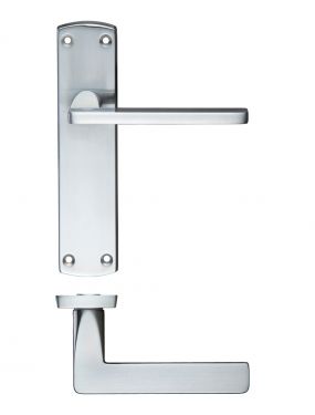 Click Here To Enlarge This Photo Of ZCZ012SC Zoo Hardware Stanza 'Leon' Latch Lever Handles on Backplate &lpar;170mm x 40mm&rpar; Satin Chrome &lpar;Contract Range&rpar;