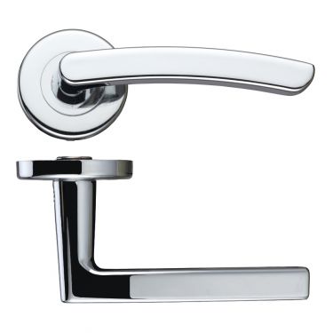 Click Here To Enlarge This Photo Of ZCZ020CP Zoo Hardware Stanza 'Santiago' Lever Handles on Round Push on Rose - Polished Chrome &lpar;Contract Range&rpar;