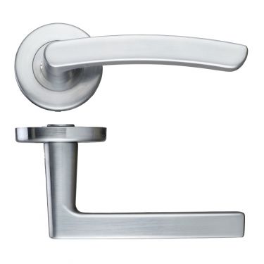 Click Here To Enlarge This Photo Of ZCZ020SC Zoo Hardware Stanza 'Santiago' Lever Handles on Round Push on Rose - Satin Chrome &lpar;Contract Range&rpar;