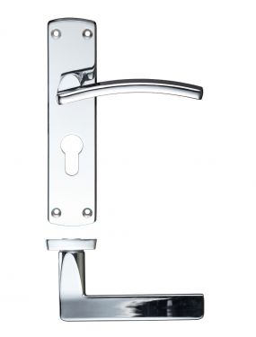 Click Here To Enlarge This Photo Of ZCZ031EPCP Zoo Hardware Stanza 'Toledo' Lever Euro Lock &lpar;47&period;5mm c&sol;c&rpar; Handles on Backplate &lpar;170mm x 40mm&rpar; Polished Chrome &lpar;Contract Range&rpar;