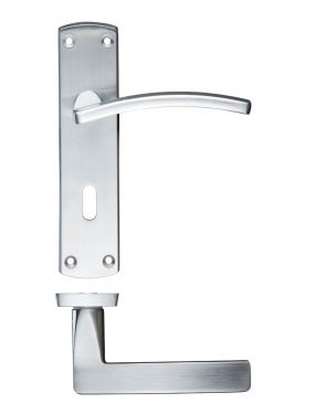 Click Here To Enlarge This Photo Of ZCZ031SC Zoo Hardware Stanza 'Toledo' Lock Lever Handles &lpar;57mm c&sol;c&rpar; on Backplate &lpar;170mm x 40mm&rpar; Satin Chrome &lpar;Contract Range&rpar;