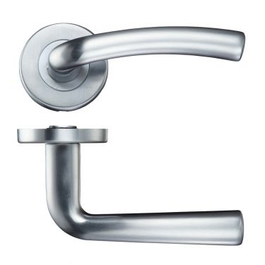 Click Here To Enlarge This Photo Of ZCZ050SC Zoo Hardware Stanza 'Seville' Lever Handles on Round Push on Rose - Satin Chrome &lpar;Contract Range&rpar;