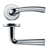 ZCZ060SCCP Zoo Hardware Stanza 'Girona' Lever Handles on Round Push on Rose - Satin&sol;Polished Chrome &lpar;Contract Range&rpar;