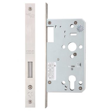 Click Here To Enlarge This Photo Of ZDL0060SS - Zoo Hardware Din Euro Profile Deadlock - 60mm Backset &lpar;Square&rpar; Satin Stainless Steel