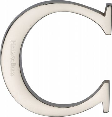 Click Here To Enlarge This Photo Of C1565 2 C-PNF Heritage Brass Alphabet C Pin Fix 51mm &lpar;2"&rpar; Polished Nickel Finish