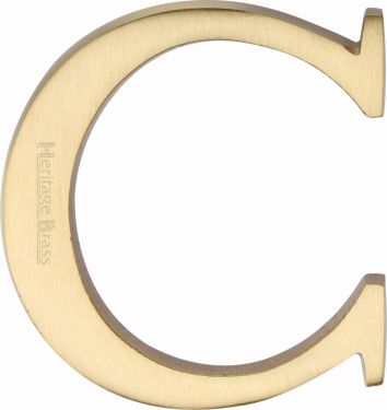 Click Here To Enlarge This Photo Of C1565 2 C-SB Heritage Brass Alphabet C Pin Fix 51mm &lpar;2"&rpar; Satin Brass Finish