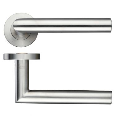 Click Here To Enlarge This Photo Of ZPS010SS - Zoo Hardware 19mm Mitred Lever on Round Rose &lpar;Grade 304&rpar; Satin Stainless Steel