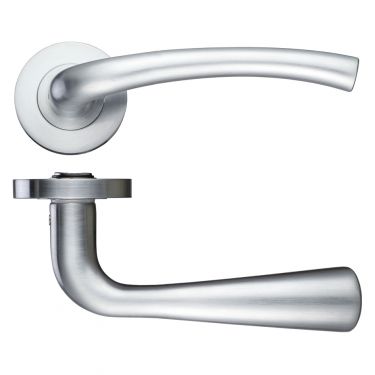 Click Here To Enlarge This Photo Of ZPZ010SC - Zoo Hardware Stanza 'Assisi' Lever Handles on Round Screw on Rose - Satin Chrome &lpar;Designer Range&rpar;