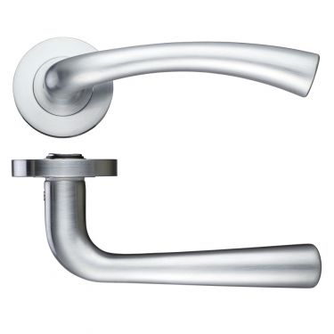 Click Here To Enlarge This Photo Of ZPZ020SC - Zoo Hardware Stanza 'Florence' Lever Handles on Round Screw on Rose - Satin Chrome &lpar;Designer Range&rpar;