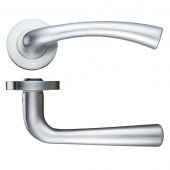 ZPZ020SC - Zoo Hardware Stanza 'Florence' Lever Handles on Round Screw on Rose - Satin Chrome &lpar;Designer Range&rpar;