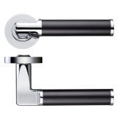 ZPZ030CPMB - Zoo Hardware Stanza 'Milan' Lever Handles on Round Screw on Rose &lpar;Dual Finish&rpar; Polished Chrome &lpar;Designer Range&rpar;