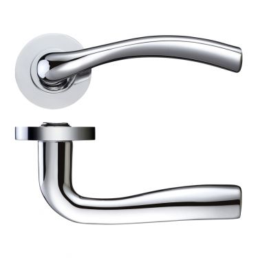 Click Here To Enlarge This Photo Of ZPZ050CP - Zoo Hardware Stanza 'Siena' Lever Handles on Round Screw on Rose - Polished Chrome &lpar;Designer Range&rpar;