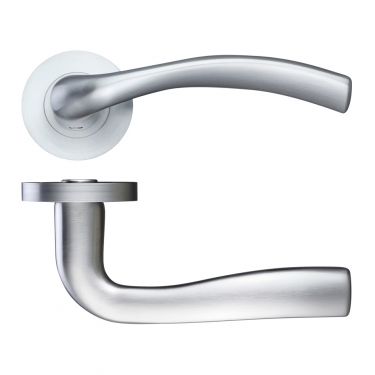 Click Here To Enlarge This Photo Of ZPZ050SC - Zoo Hardware Stanza 'Siena' Lever Handles on Round Screw on Rose - Satin Chrome &lpar;Designer Range&rpar;