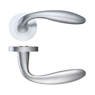 Click Here To Enlarge This Photo Of ZPZ060SC - Zoo Hardware Stanza 'Verona' Lever Handles on Round Screw on Rose - Satin Chrome &lpar;Designer Range&rpar;