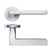 ZPZ070SC - Zoo Hardware Stanza 'Venice' Lever Handles on Round Screw on Rose - Satin Chrome &lpar;Designer Range&rpar;